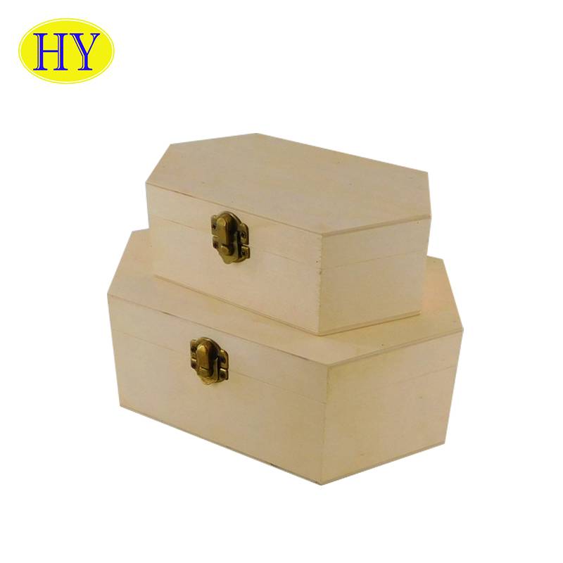 Special shape natural color unfinished custom wooden box packaging