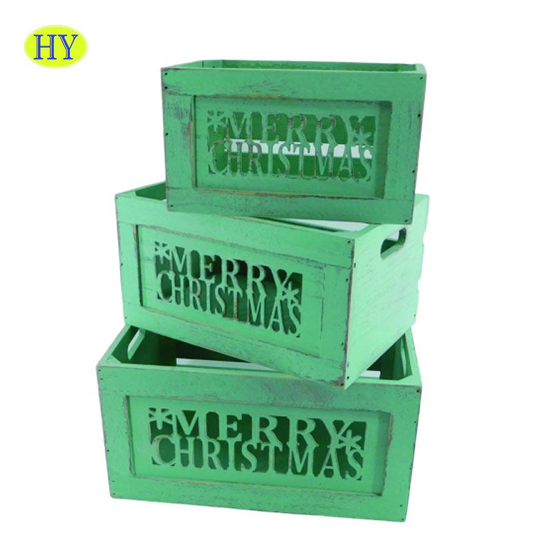 China Wholesale Blank Wooden Boxes Manufacturers Suppliers - Wholesale Rustic Laser Engraved Wooden Vegetable Crate – Huiyang