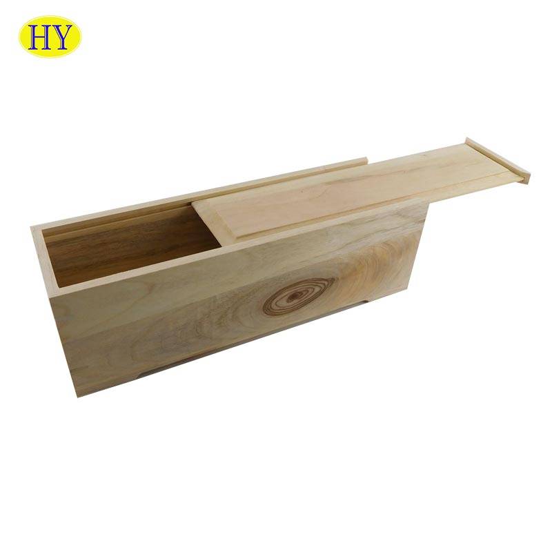 Top Quality Wooden Menu Holder - Unfinished Custom Wooden Sliding Lid Wine Box for 1 bottle – Huiyang