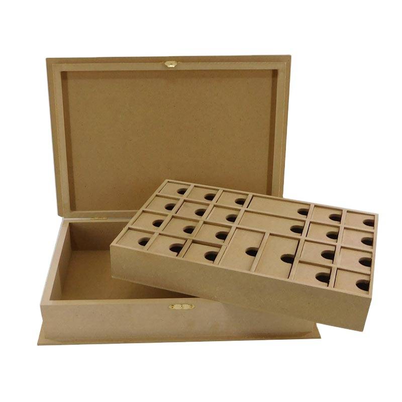 Wooden advent calendar box box with pull-out drawer calendar