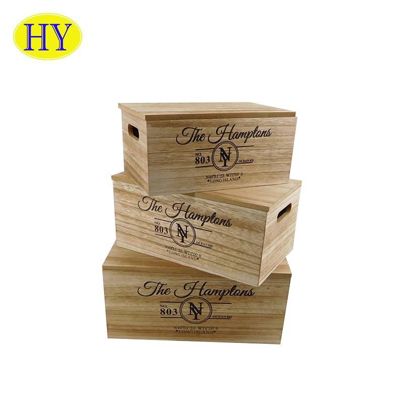 Natural Style New Creative Art Largehinged Small Wood Crates For Crafts