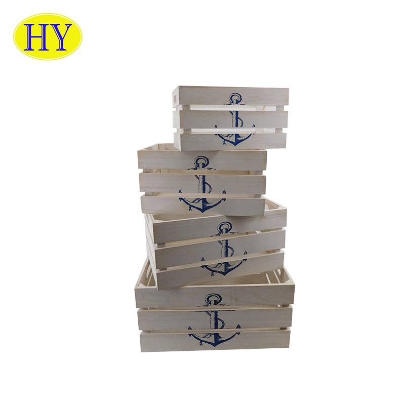 Cheap Discount Cheap Wooden Crates For Sale Product Factory - Farmhouse Decor Handmade Rustic Cheap Wooden Storage Vegetable Fruit Crates For Sale – Huiyang