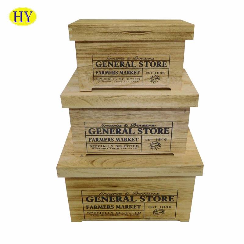 Wholesale Unfinished Custom Wooden Crate with lid For Vegetable