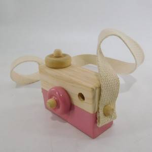 Kids Mini Wooden Camera Toys Neck Hanging Photographed Props with Rope