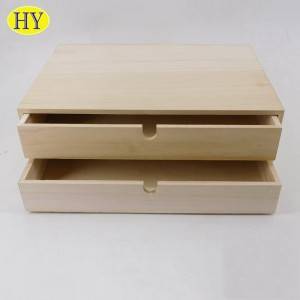 Hot New Products China House Shape Desktop Makeup Wooden Storage Box Drawers Handmade Wood Table Organizer