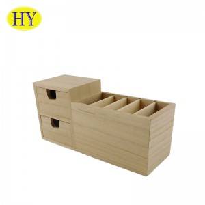 Factory Cheap China Hotselling Bamboo Office Desk Organizer with 6 Compartments and 1 Drawer Supplies Multifunctional Desktop Organizer Desk Caddy Countertop Storage