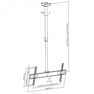 Telescopic LCD Ceiling Mounts for Most 37′-70′ LED, LCD Flat Panel TVs