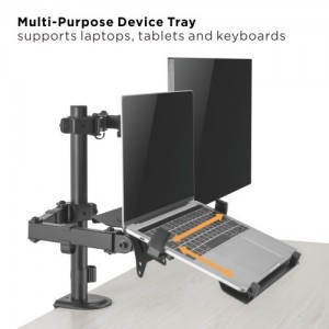 Steel Monitor Arm With Laptop Tray For Most 17”-32”Monitors