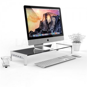 White Birch Monitor Riser with Usb Ports Brings Beauty and Elegance to Your Desktop