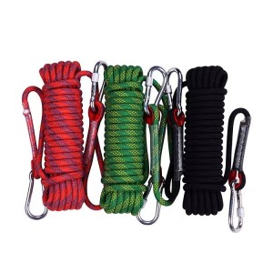 10mm Outdoor Climbing Safety Rope with Carabiner for Hiking Mountaineering、 Rescue