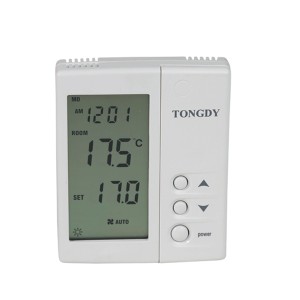 Dew proof thermostat with humidity display.