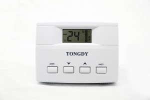 VAV room thermostat with proportional output and 1-2 stage auxiliary heating