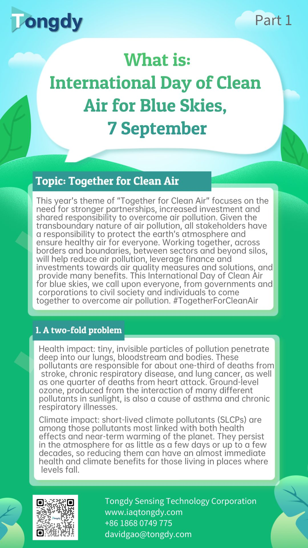 What is: International Day of Clean Air for Blue Skies, 7 September Part 1