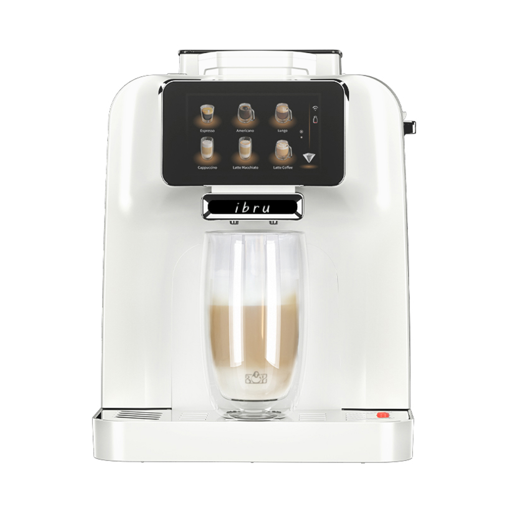 white new-style coffee maker with TUYA, a milk cooler, and 11 different drinks (1)