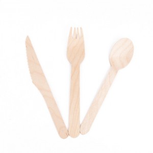 Professional China China Wholesale Wooden/Bamboo Knives, Forks and Spoons Disposable Cutlery Biodegradable Tableware