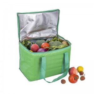 Non Woven Cooler Bag Αναδιπλούμενη τσάντα παράδοσης γεύματος Picnic Θερμική τσάντα ψύξης με φερμουάρ επένδυση PEVA Μονωμένη τσάντα μεταφοράς