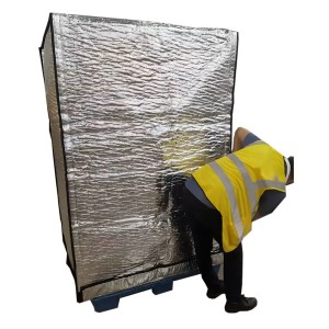 Double side Alu foil Insulated Pallet Covers with Insulation Foam in middle for temperature sensitive cargos cold free delivery pallet thermal bag