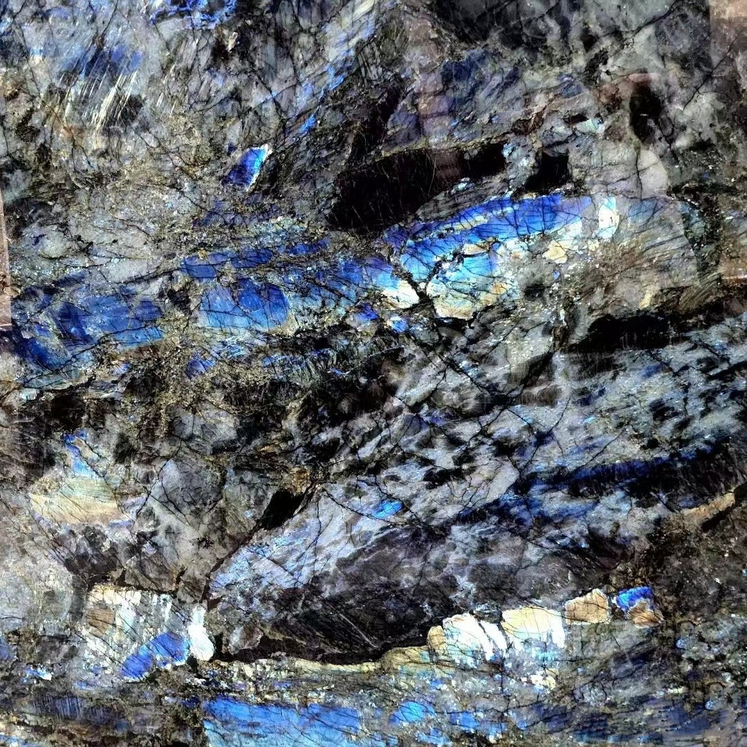Dalles de quartzite de granit bleu lémurien labradorite émeraude Azul