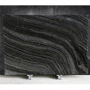 Silver Wave Patsi ea khale Morung o motšo Kenya Black Marble Wooden black Slab Tile for Exterior