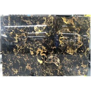 Chinese Electrolytic Golden Portoro Black Marble