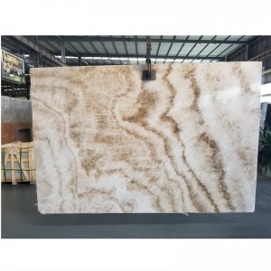 Chinese Beige Onyx bookmatched Slab for Wall and Floor