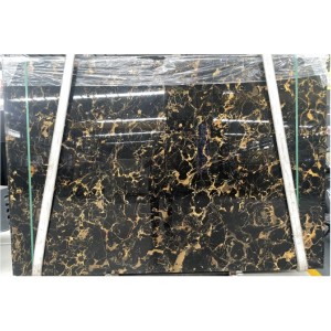 Chinesischer elektrolytischer goldener schwarzer Portoro-Marmor