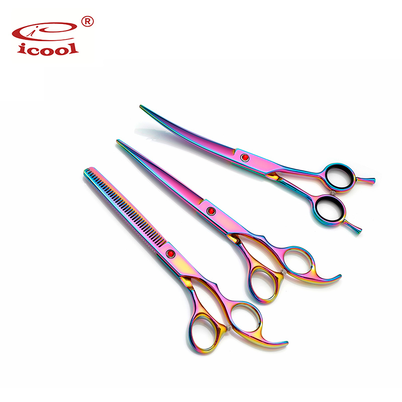 3PCS Pet Grooming Scissors Set With Red Diamond Screw Featured Image