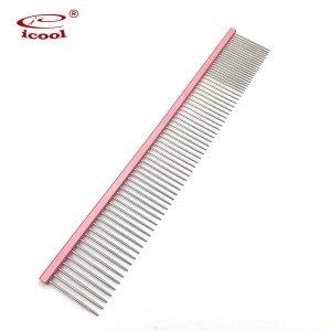 Metal Dog Grooming Comb With Long Rounded and Smooth Stainless Steel Teeth