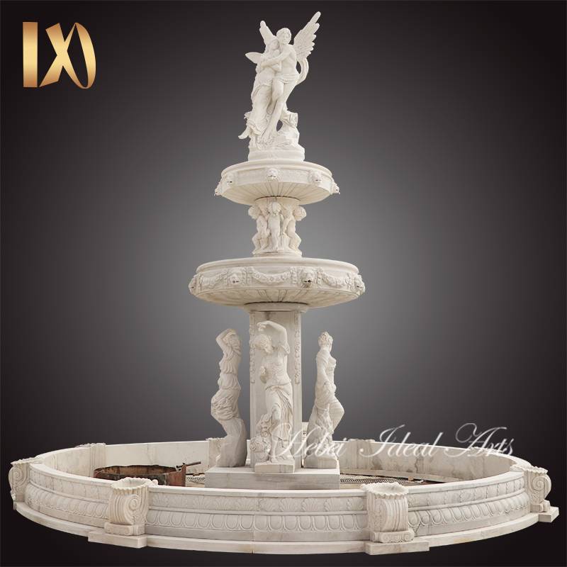 hand carved luxury huge outdoor garden decoration circle stone marble water fountain with beautiful statues for sale Featured Image