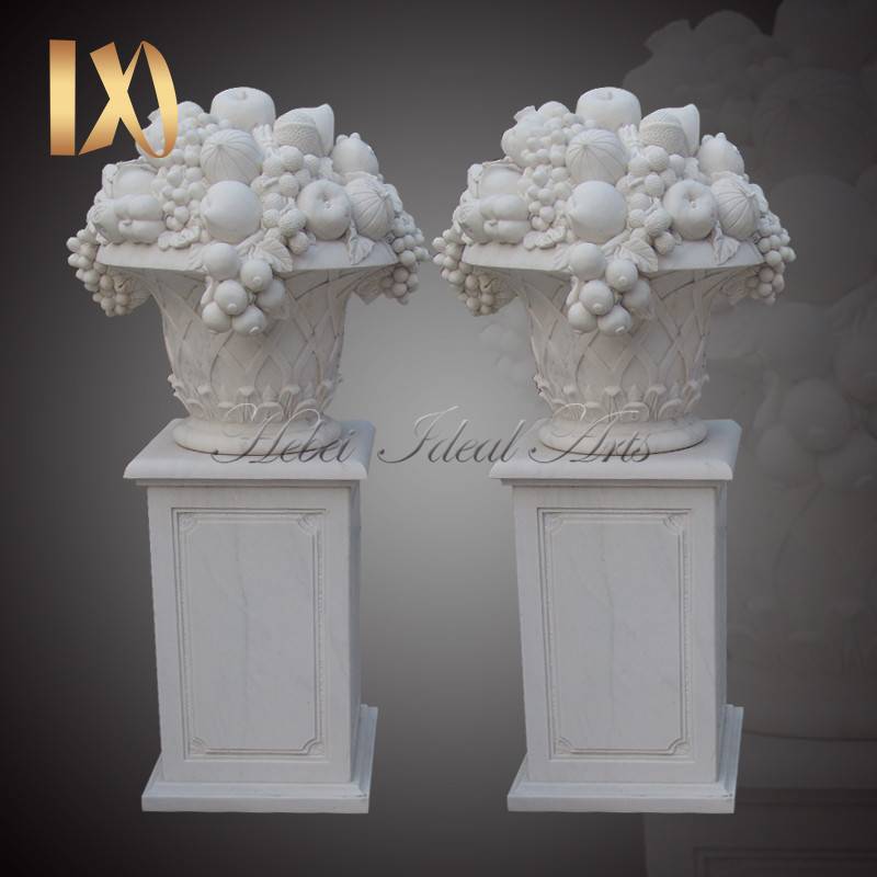 Hand Carved Decorative white Marble Flower Pot Manufacturer