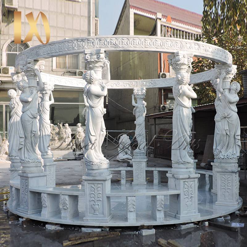 Marble gazebo with lady pillas design for sale