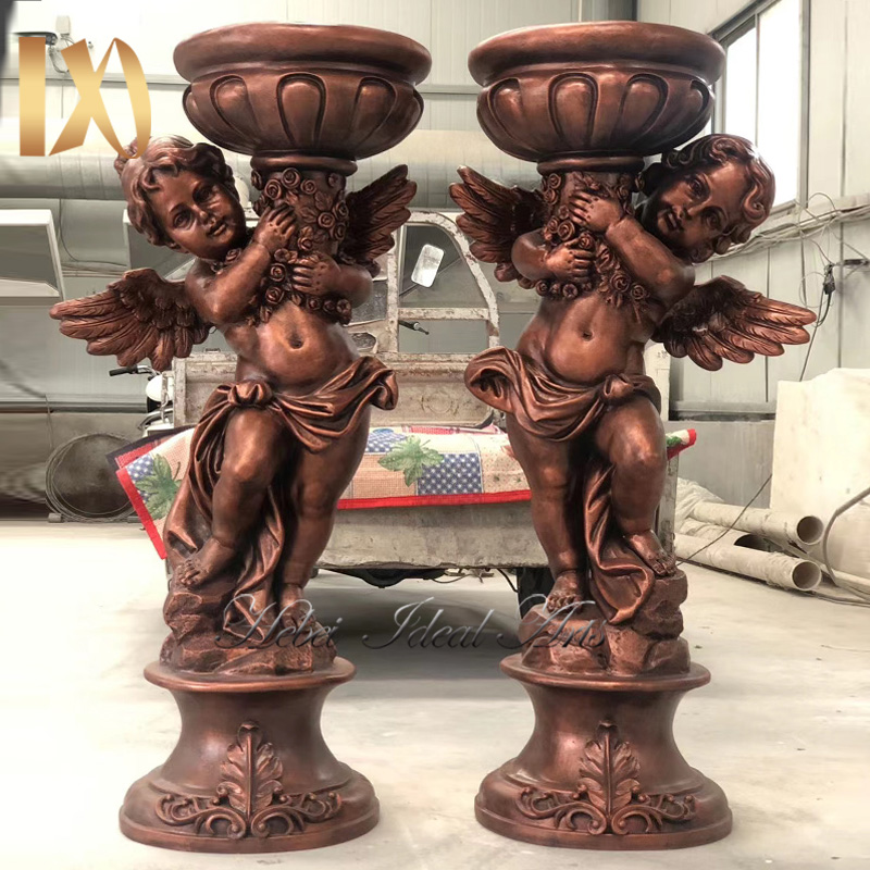 Fibergalss material Angel flower pot statues for sale