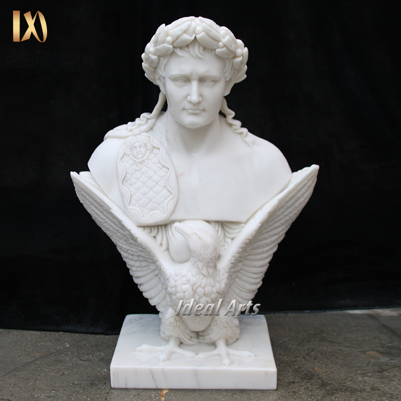 Ideal Arts Decoration stone garden white marble napoleon figure head bust statues sculpture bust for sale