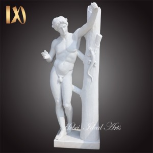 Outdoor hand-carved white marble statue of Apollo Soroktonos