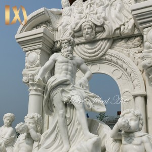 Ideal Arts factory direct sale European Carved Figure Statue Fireplace Hand carved two layer marble fireplace mantel Frame