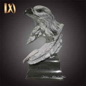 High quality home decoration stone eagle head statue real falcon marble eagle sculpture animal bird bust statue vintage art