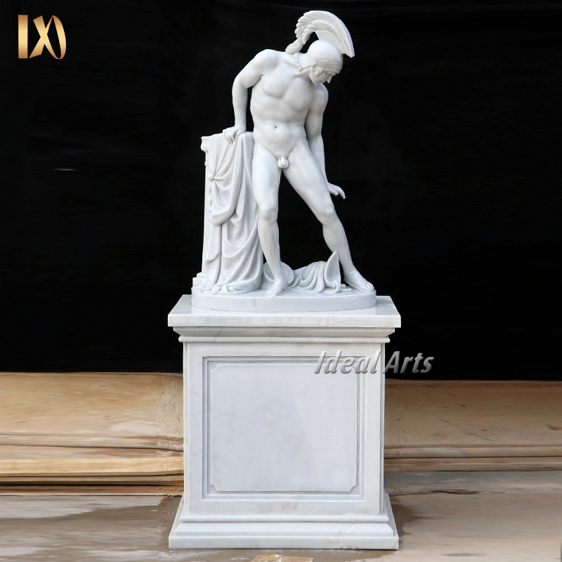 Carving Antique Soldier Stone Marble Nude Greek Man Statues White Marble Achilles Sculpture For Sale