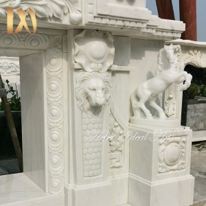 Ideal Arts factory direct sale European Carved Figure Statue Fireplace Hand carved two layer marble fireplace mantel Frame