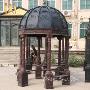 Ideal Arts good quality backyard cast Antique Casting Iron Gazebo with Iron Dome and Seat