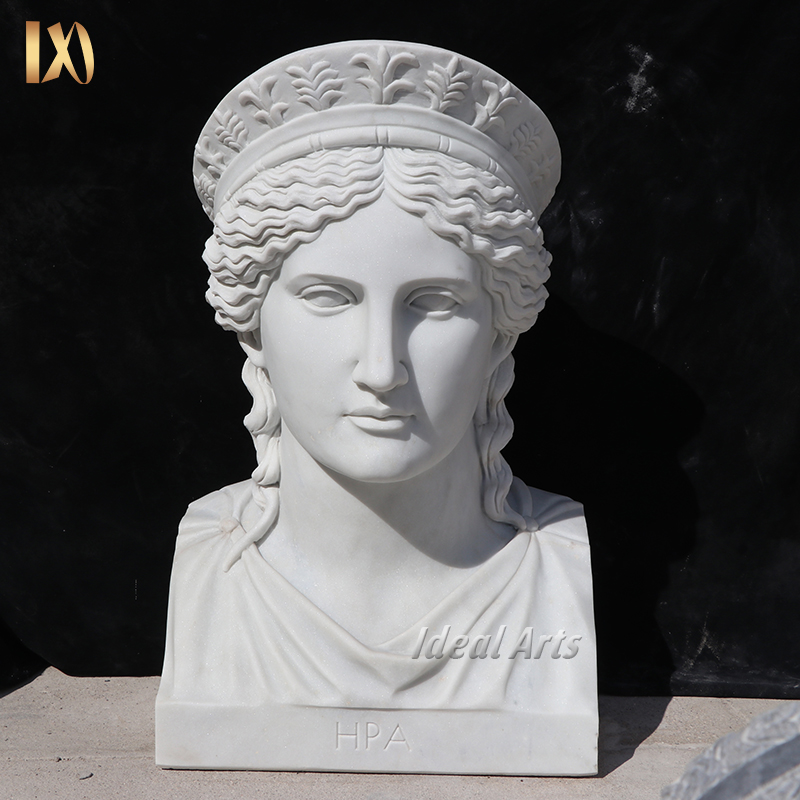 Ideal Arts Famous Antique style hand carved classical Marble Athena Bust Marble Sculpture Women Natural Stone Bust for sale