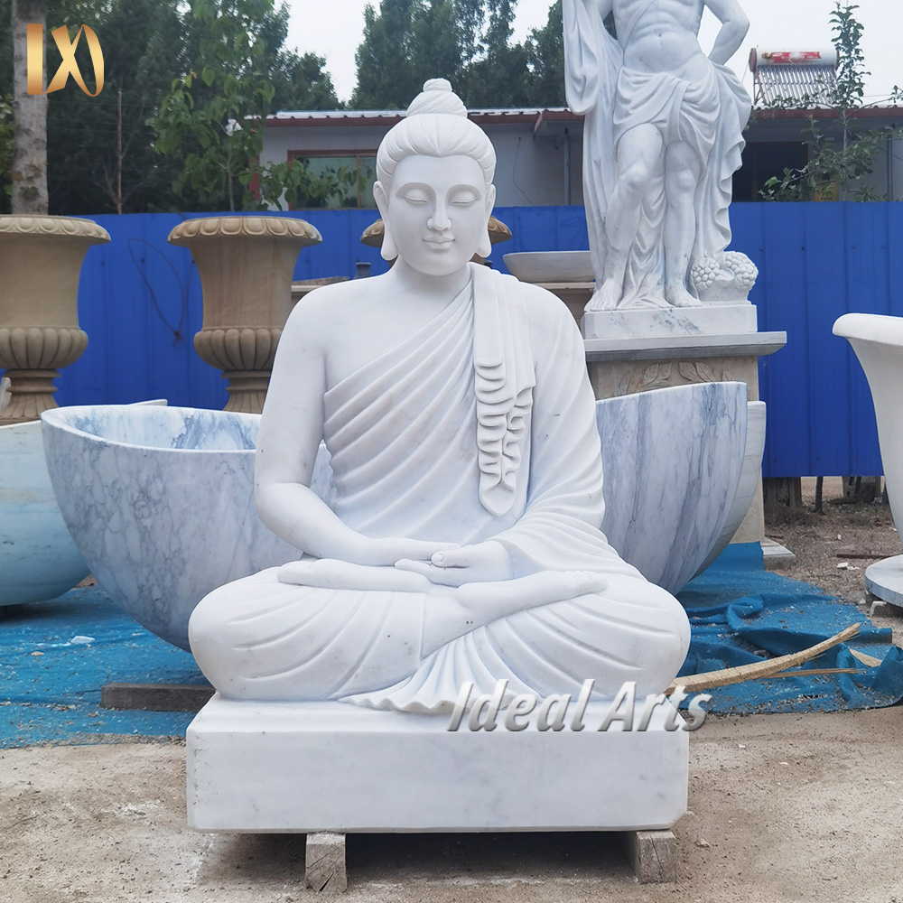 Ideal Arts modern outdoor garden famous Life Size white stone marble religious Buddha statues sculpture for sale
