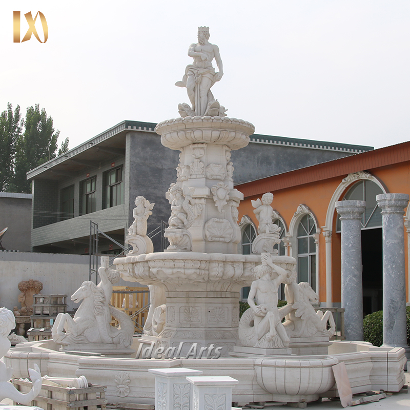 Ideal Arts good quality Outdoor Antique Marble Figure Poseidon Water Fountain