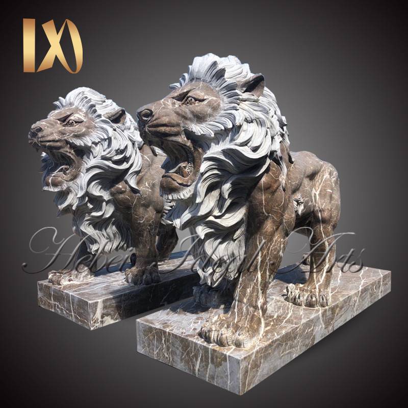 Customize Pair of Lion Statues Stone Lion Statues for Driveway Decoration (1)
