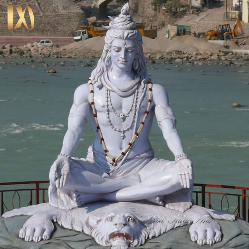 Outdoor Decorative Indian Large White Lord Shiva Stone Marble Statue