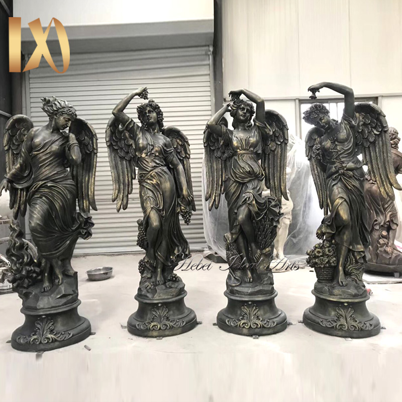 Fibergalss material four season ladies with Wing statues for sale