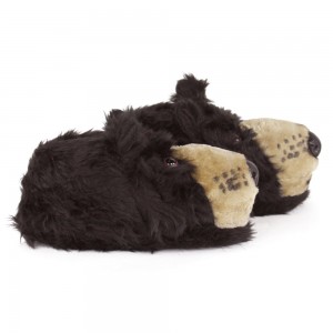 Hot Sale Black Bear Head Plush Slippers One Size Fits All Warm Shoes