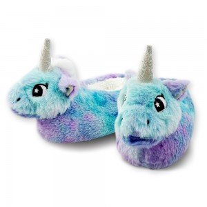 Blue Unicorn Plush Slippers Winter Pink Blue Baby Girl Slippers Teen Boys Adult Animal Cosplay Casual