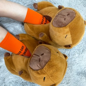 Lovely Capybara Plush Slippers Cute Winter Fluffy Kapibara Slides Girls