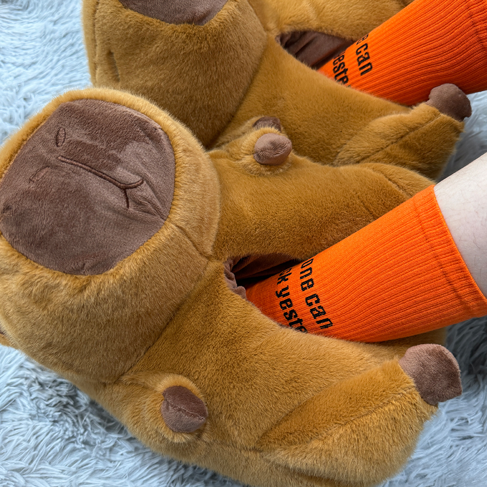Capybara plush slippers6