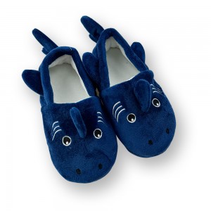Cartoon Shark Plush Flat Shoes Cute Kawaii Cozy Closed Toe Bedroom Slippers